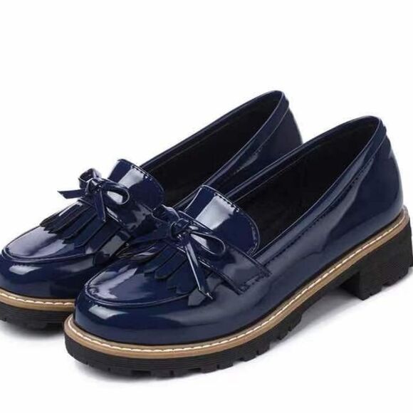 None Shoes - (57-4501) Tassel Loafers Navy Blue Sz 42 (11.5)